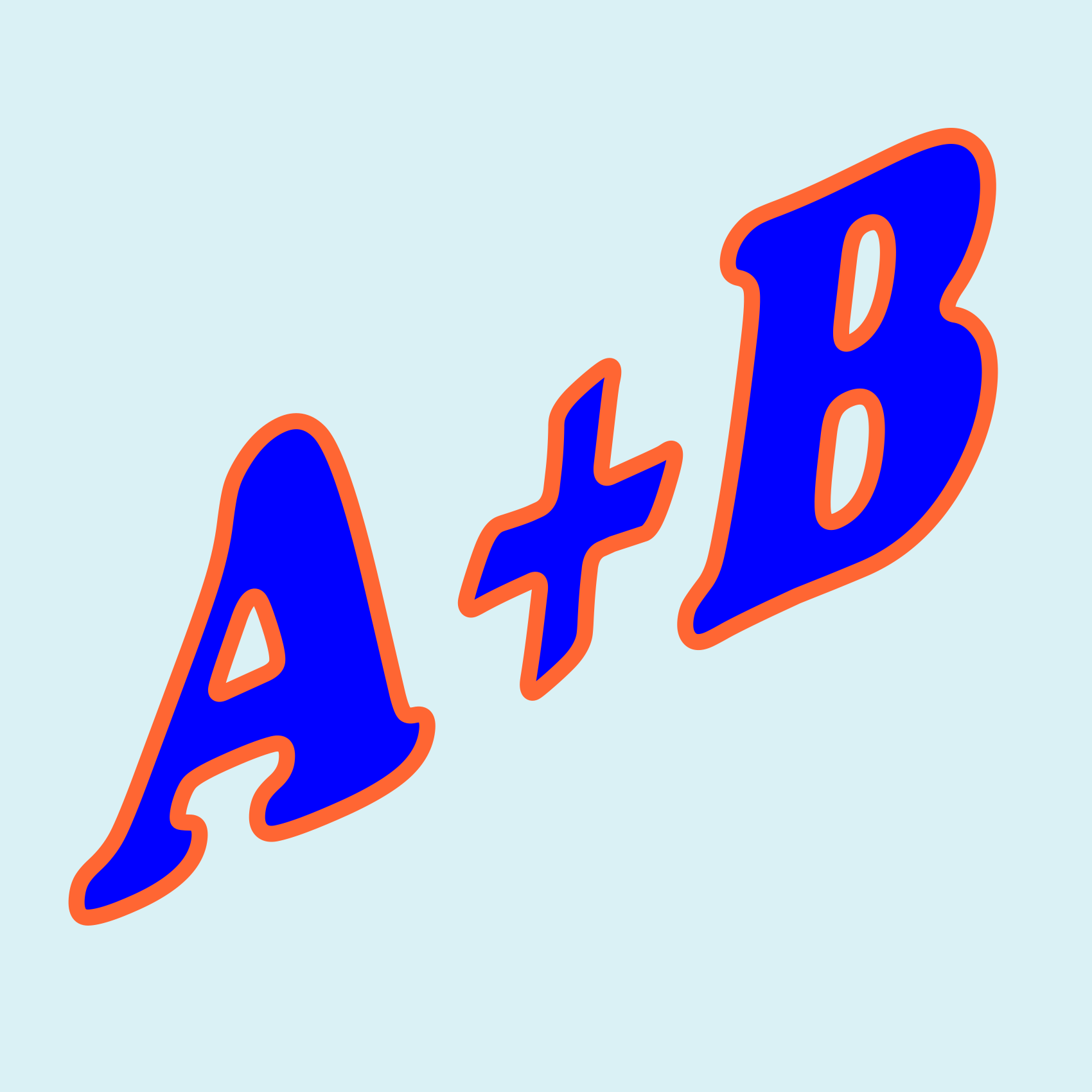 A+B written in big blue letters with a red border.