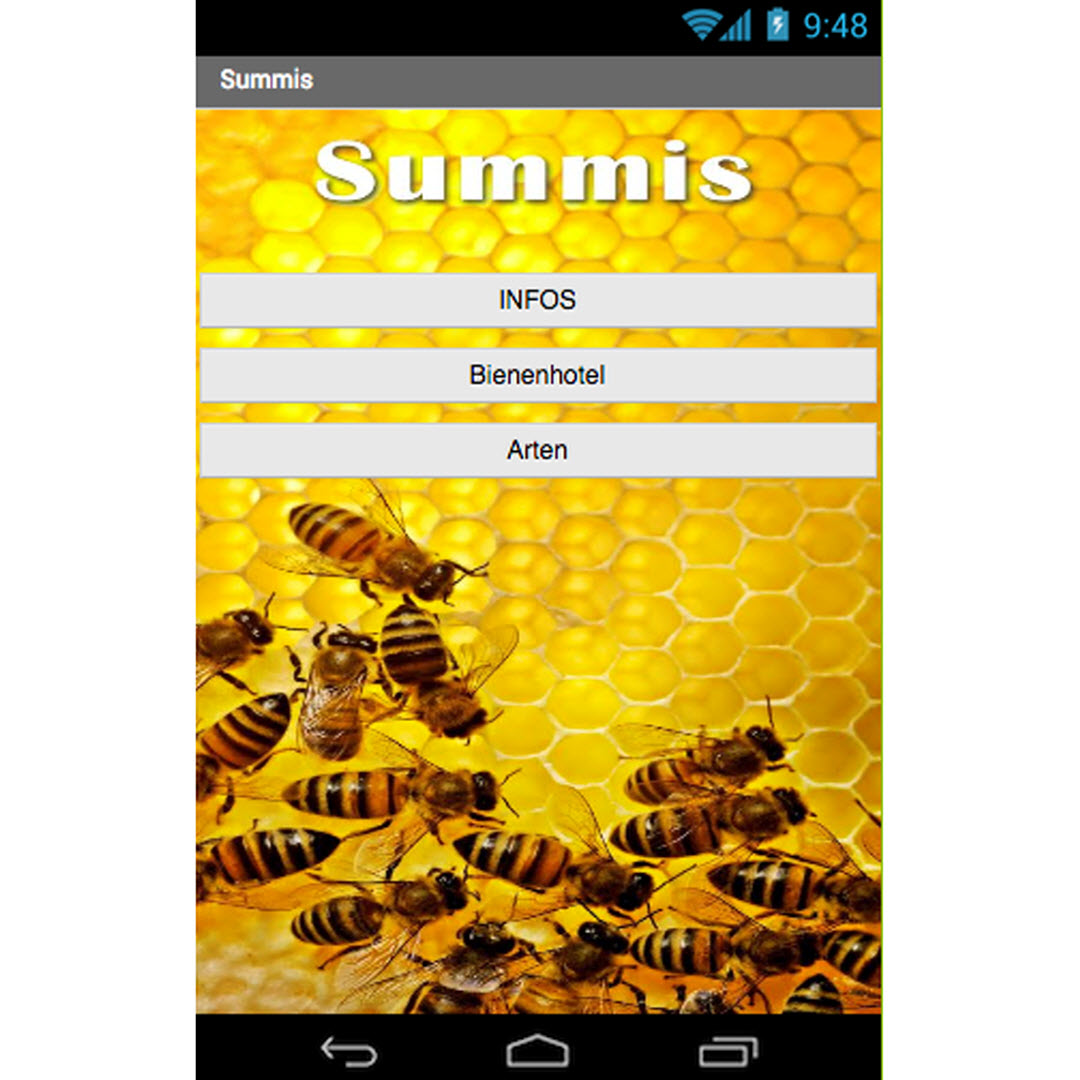 Screenshot: Ansicht der Bieneninformations-App
